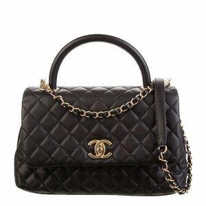 CHANEL Black Quilted Shoulder Bag with Gold Chain